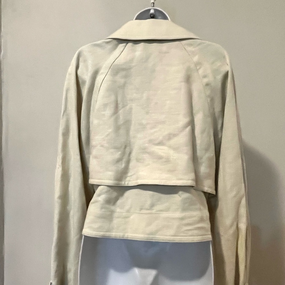 MANGO x VICTORIA BECKHAM 100% Linen Beige Tie-Waist Cropped Trench Jacket M - Picture 9 of 16